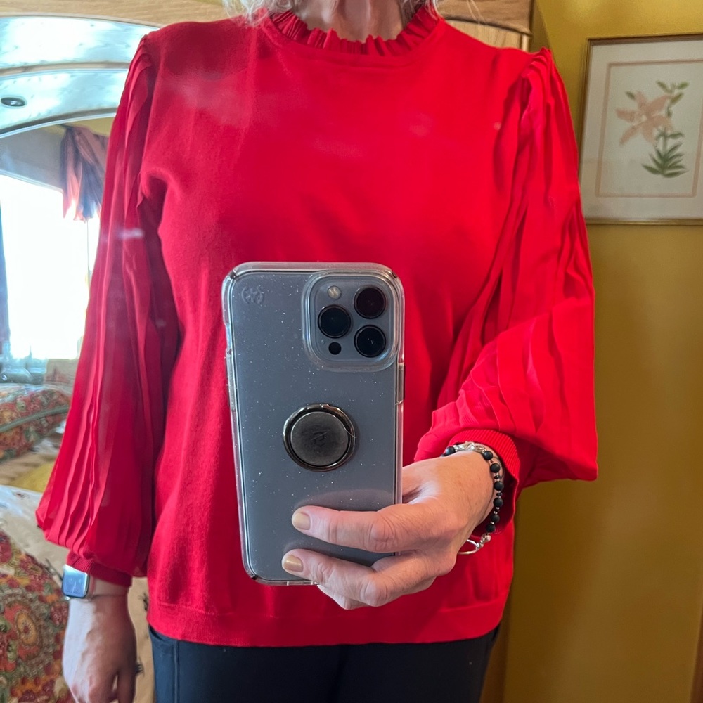 NWOT XL Adrianna Papell feminine, red, lightweight sweater, Valentines perfect!